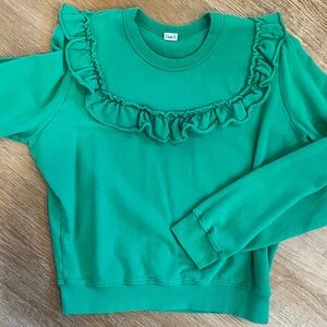 Cluey Green Ruffle Sweater